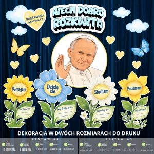 Dzień Papieża Jana Pawła II dekoracja w 3 rozmiarach (kwiaty) (4)