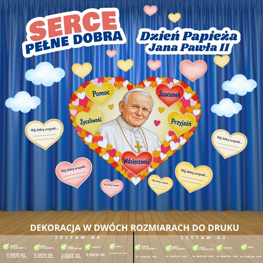 Dzień Papieża Jana Pawła II – dekoracja w 2 rozmiarach (serce) (1)