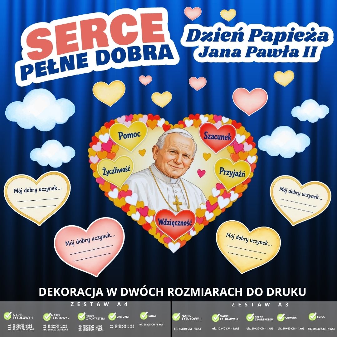 Dzień Papieża Jana Pawła II – dekoracja w 2 rozmiarach (serce) (2)
