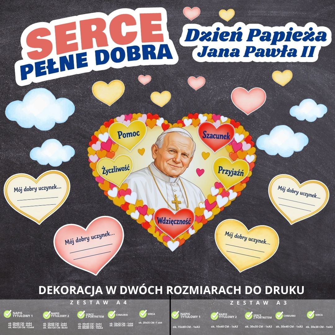 Dzień Papieża Jana Pawła II – dekoracja w 2 rozmiarach (serce) (3)