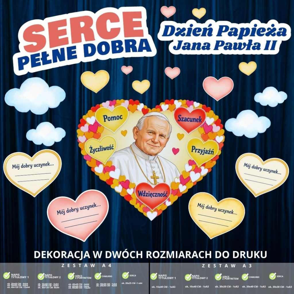 Dzień Papieża Jana Pawła II – dekoracja w 2 rozmiarach (serce) (4)