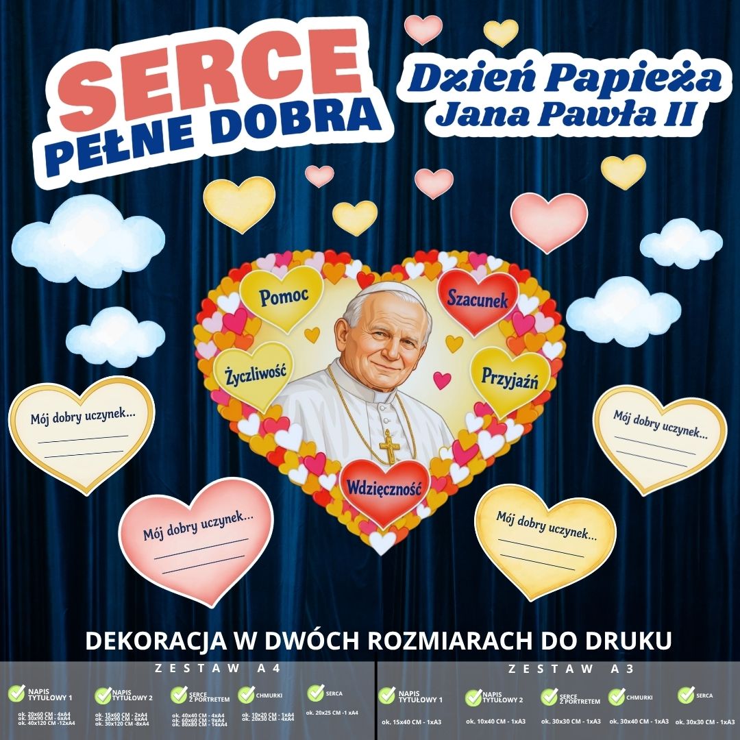 Dzień Papieża Jana Pawła II – dekoracja w 2 rozmiarach (serce) (4)