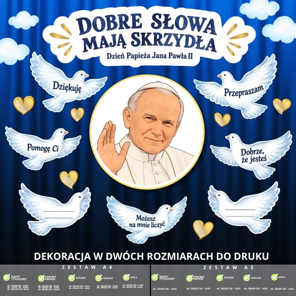 Dzień Papieża Jana Pawła II – dekoracja w 2 rozmiarach (skrzydła) (2)