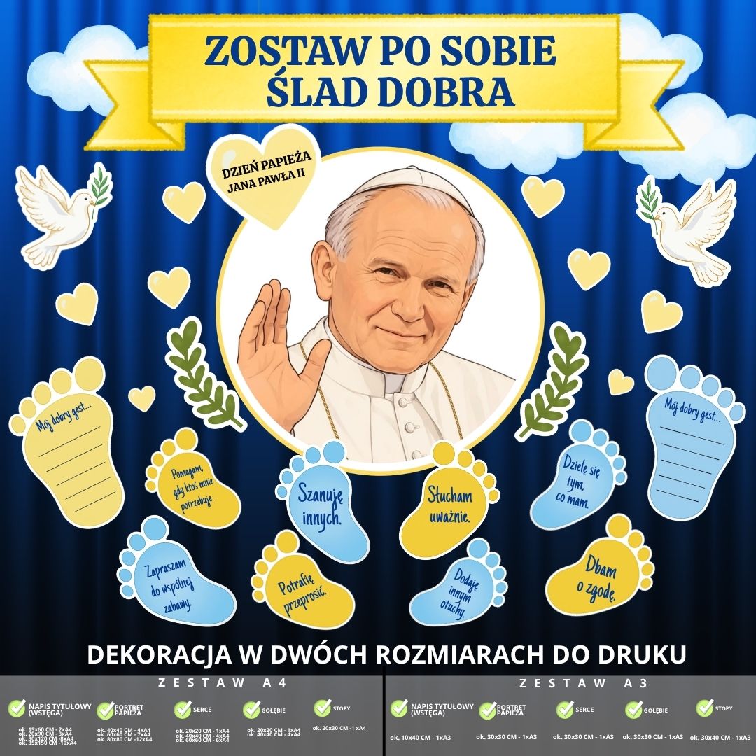 Dzień Papieża Jana Pawła II – dekoracja w 2 rozmiarach (ślad dobra) (2)