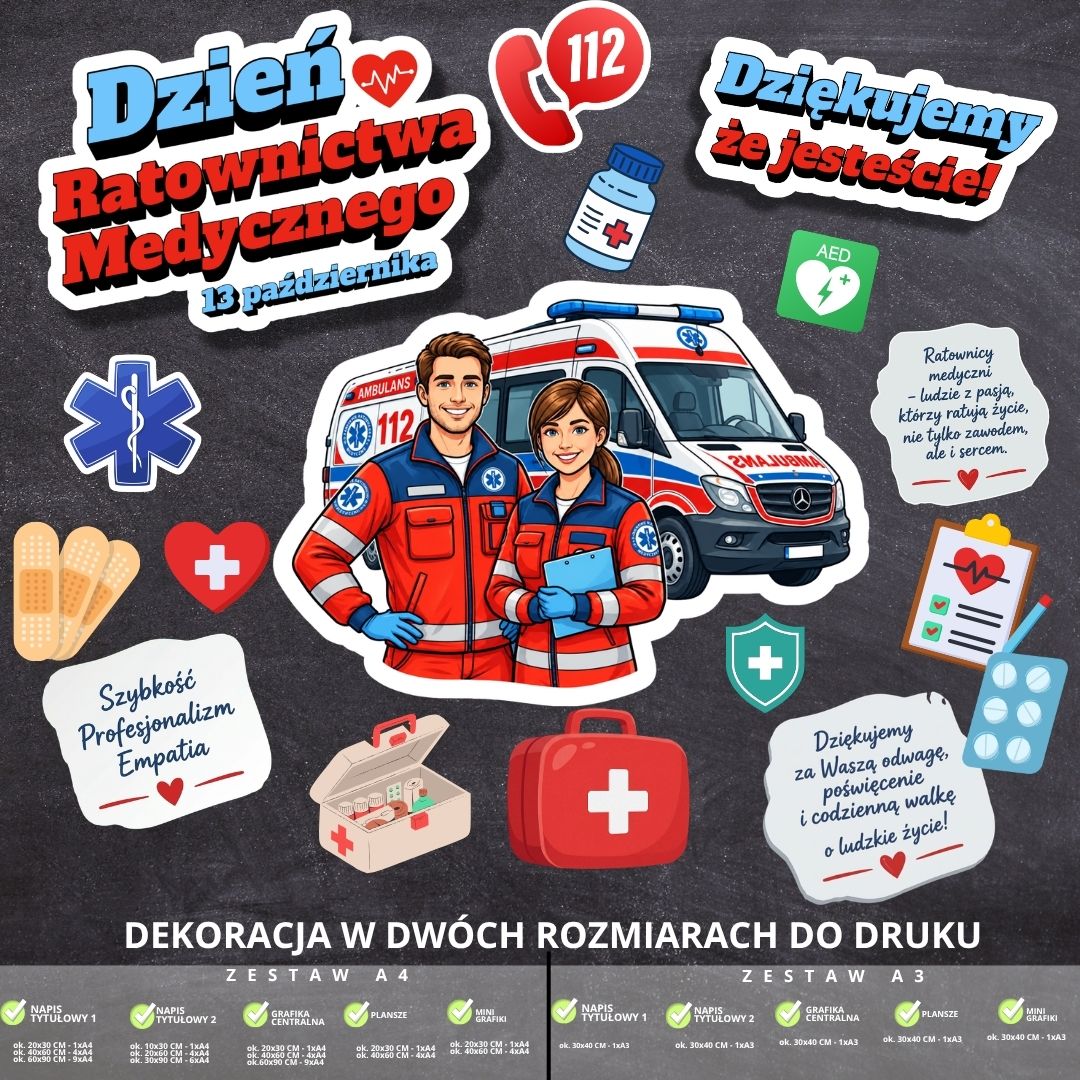 Dzień Ratownictwa Medycznego – dekoracja w 2 rozmiarach (dziękujemy) (1)