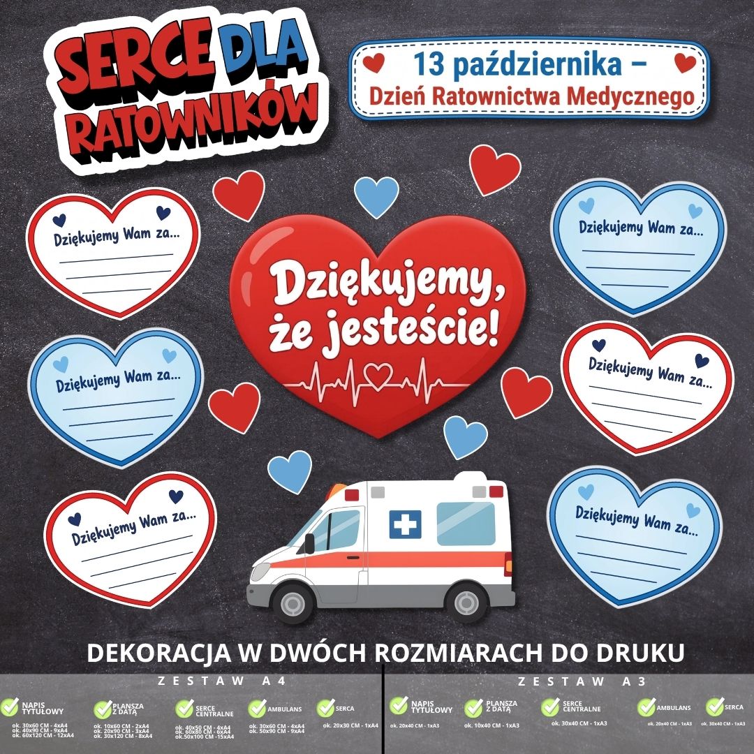 Dzień Ratownictwa Medycznego – dekoracja w 2 rozmiarach (serca) (2)