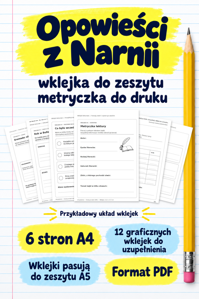 Opowieści z Narnii – wklejka do zeszytu – metryczka do druku