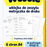 Wesele – wklejka do zeszytu – metryczka do druku