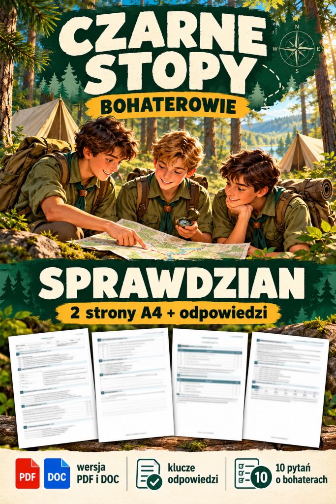 czarne-stopy-bohaterowie-sprawdzian-2-strony-a4-odpowiedzi
