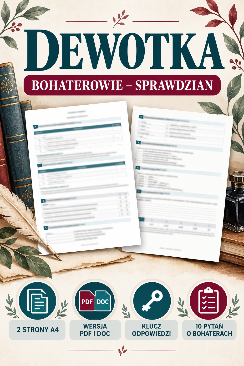 dewotka-bohaterowie-sprawdzian-2-strony-a4-odpowiedzi