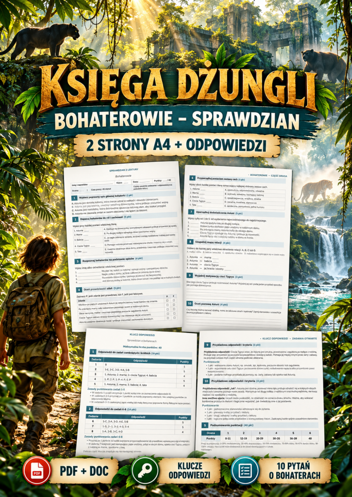 ksiega-dzungli-bohaterowie-sprawdzian-2-strony-a4-odpowiedzi