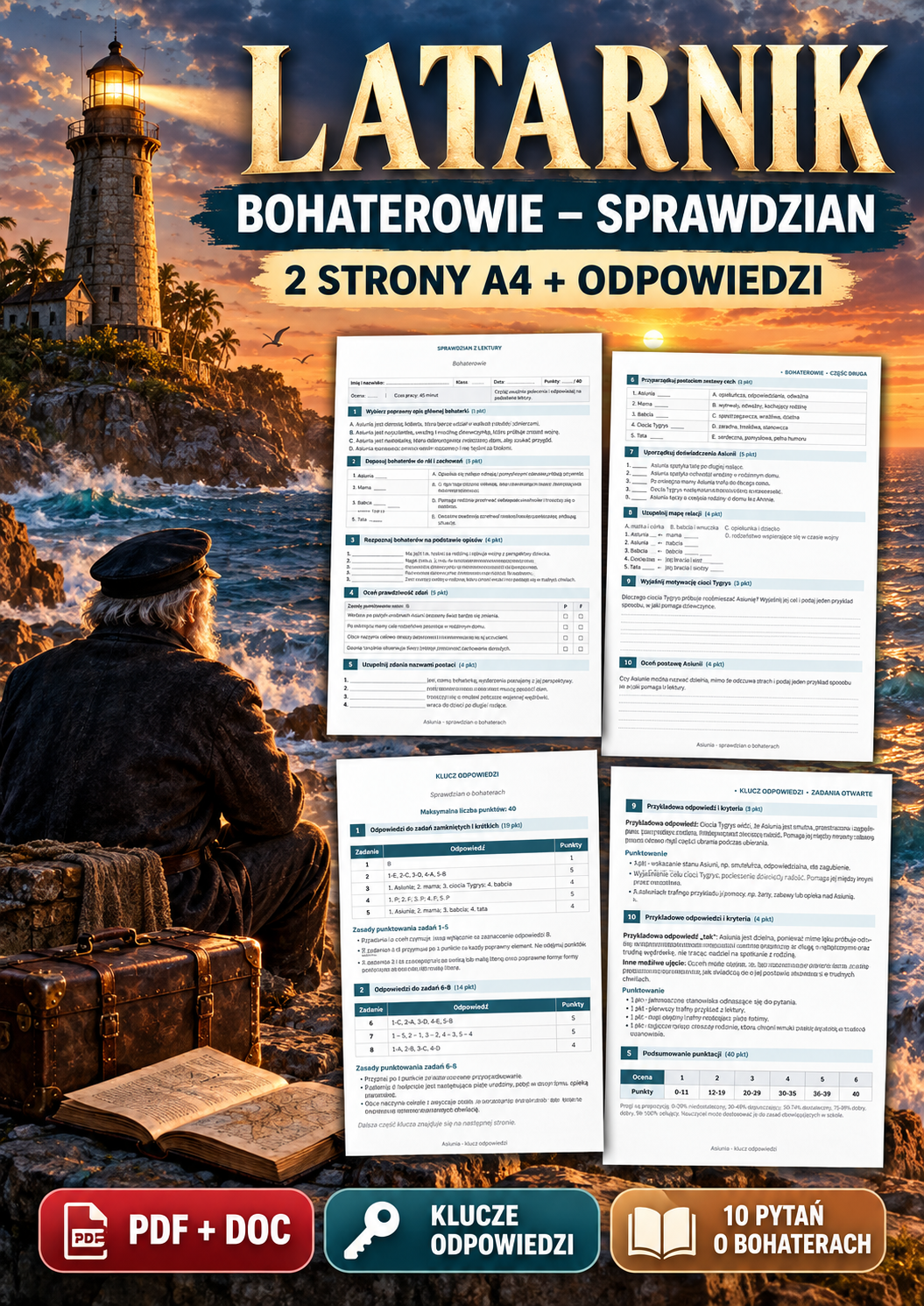 latarnik-bohaterowie-sprawdzian-2-strony-a4-odpowiedzi