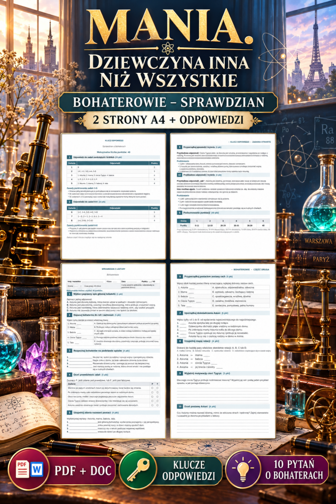 mania-dziewczyna-inna-niz-wszystkie-bohaterowie-sprawdzian-2-strony-a4-odpowiedzi