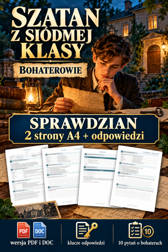 szatan-z-siodmej-klasy-bohaterowie-sprawdzian-2-strony-a4-odpowiedzi