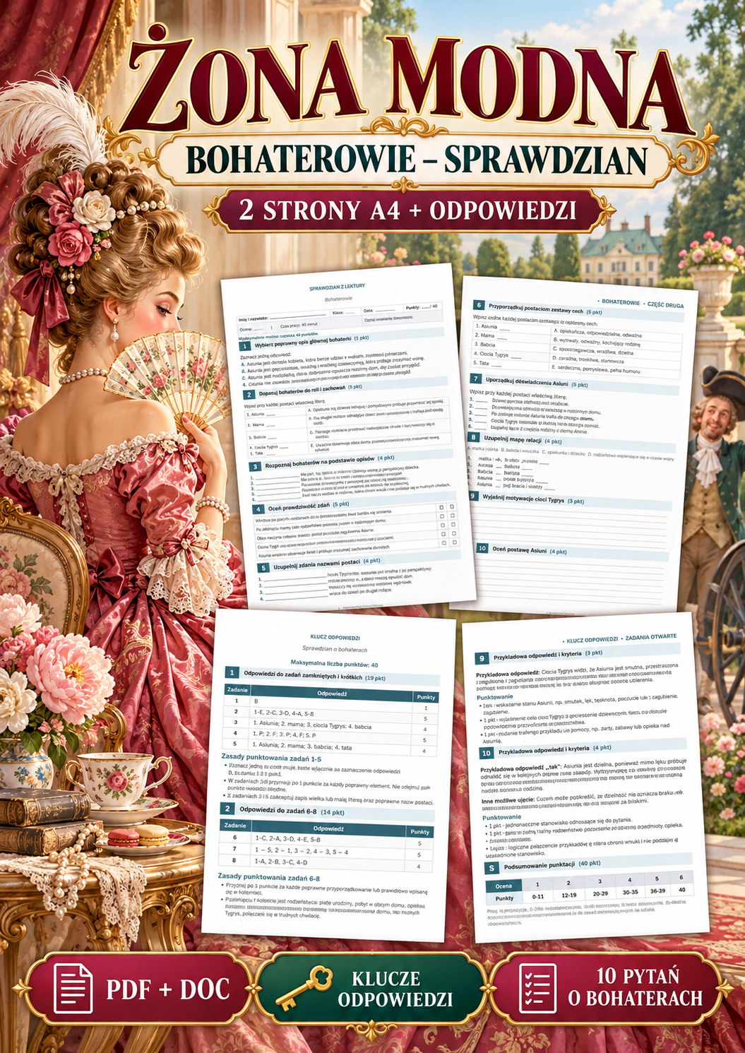 zona-modna-bohaterowie-sprawdzian-2-strony-a4-odpowiedzi